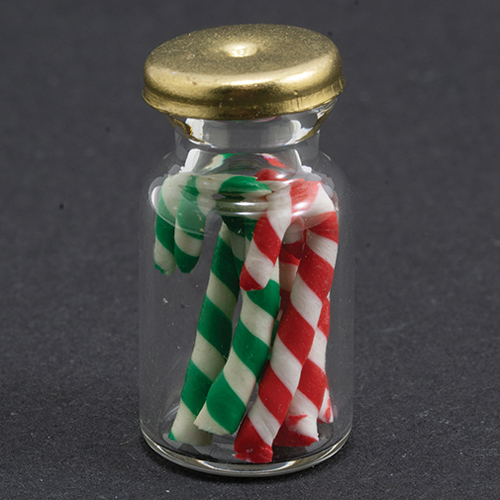 Dollhouse Miniature Candy Cane Jar, 1Pk